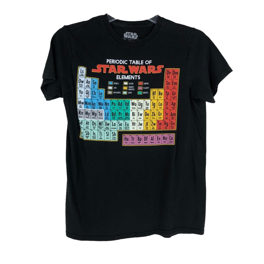 Star Wars Periodic Table of Elements by Fifth Sun T-Shirt; VTG graphic Tee S